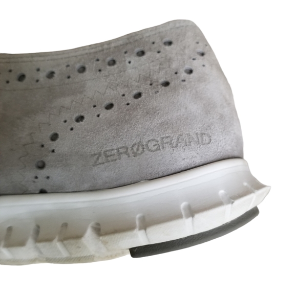 Cole Haan ZEROGRAND Women 9.5B Grey Suede Perforated Oxford Wingtip Shoes W14477 - Picture 4 of 12